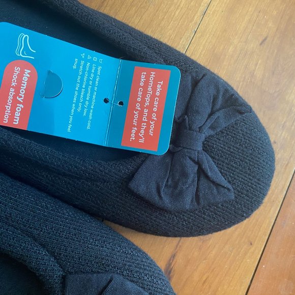HomeTop Women's Comfy Memory Foam Black Ballerina Slippers Sz XL / 11-12 - Picture 4 of 5